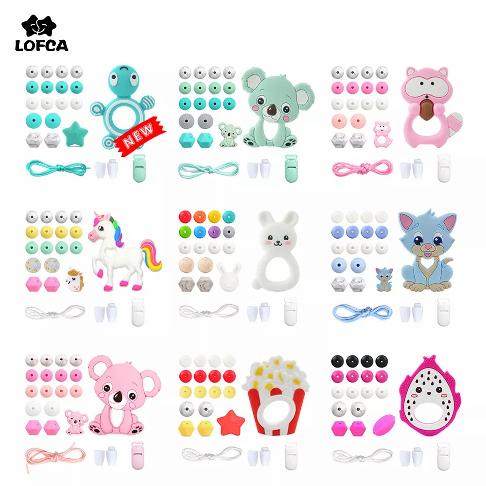 Baby Products Combo - LOFCA Silicone Teether Wood Beads Set