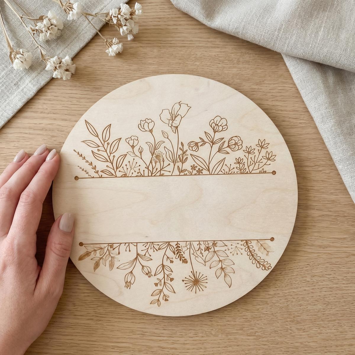 Personalized Floral Round Wood - Baby Products Gift 评论和价格