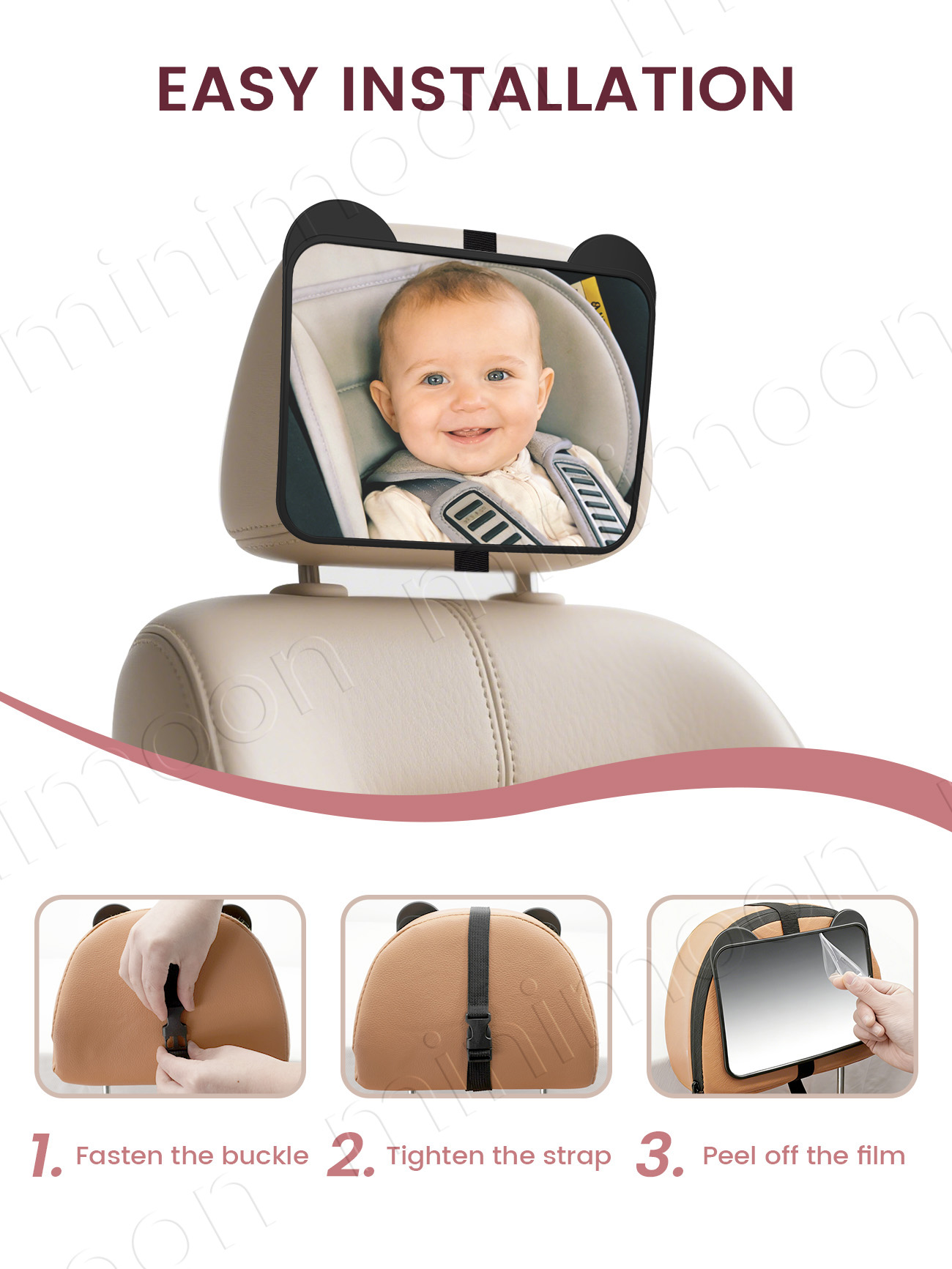 Cute Bear-Ear Car Seat Mirror, - Baby Monitor Sensor 评论和价格