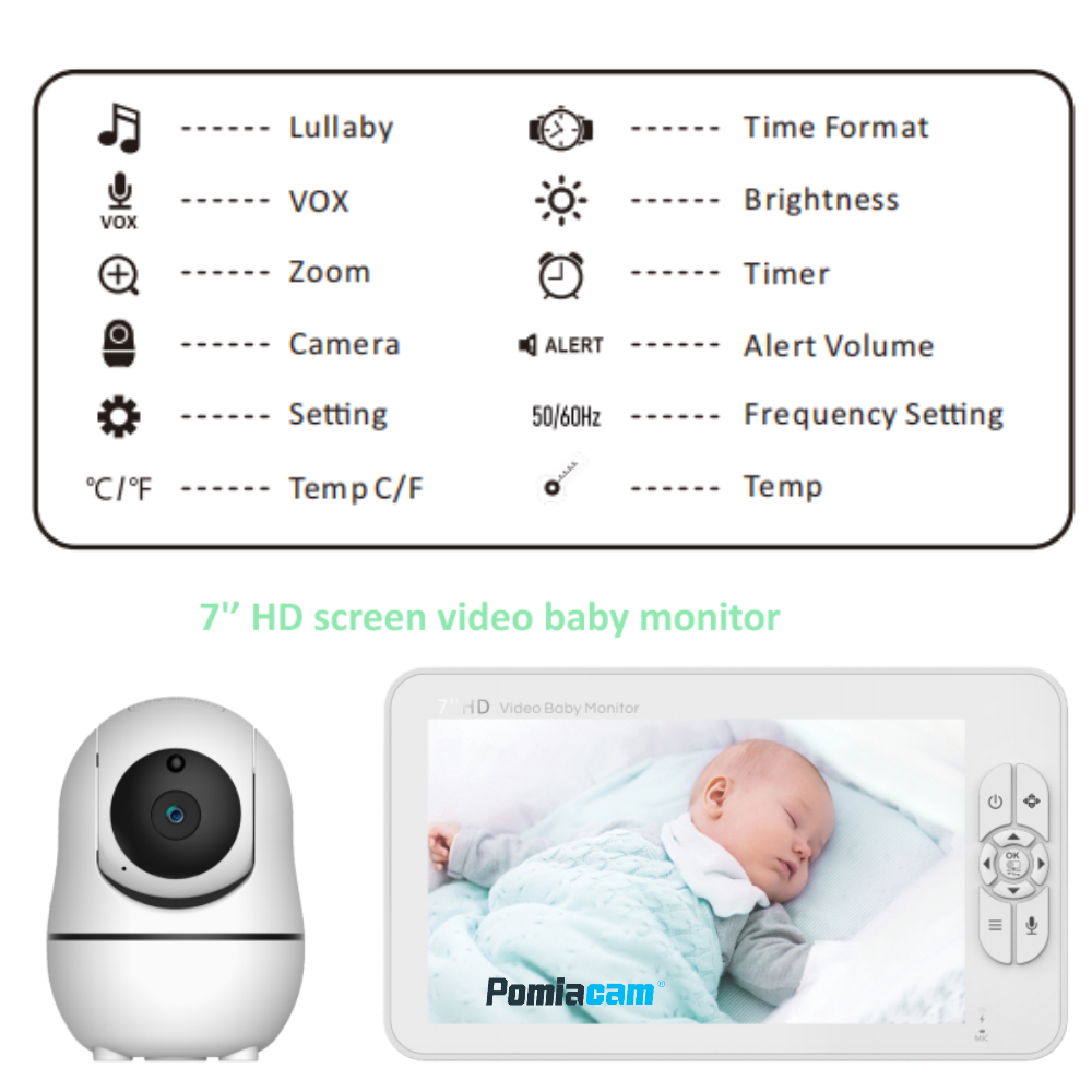 SM70 Baby Monitor HD 720P 7''  - Baby Monitor Sensor 评论和价格