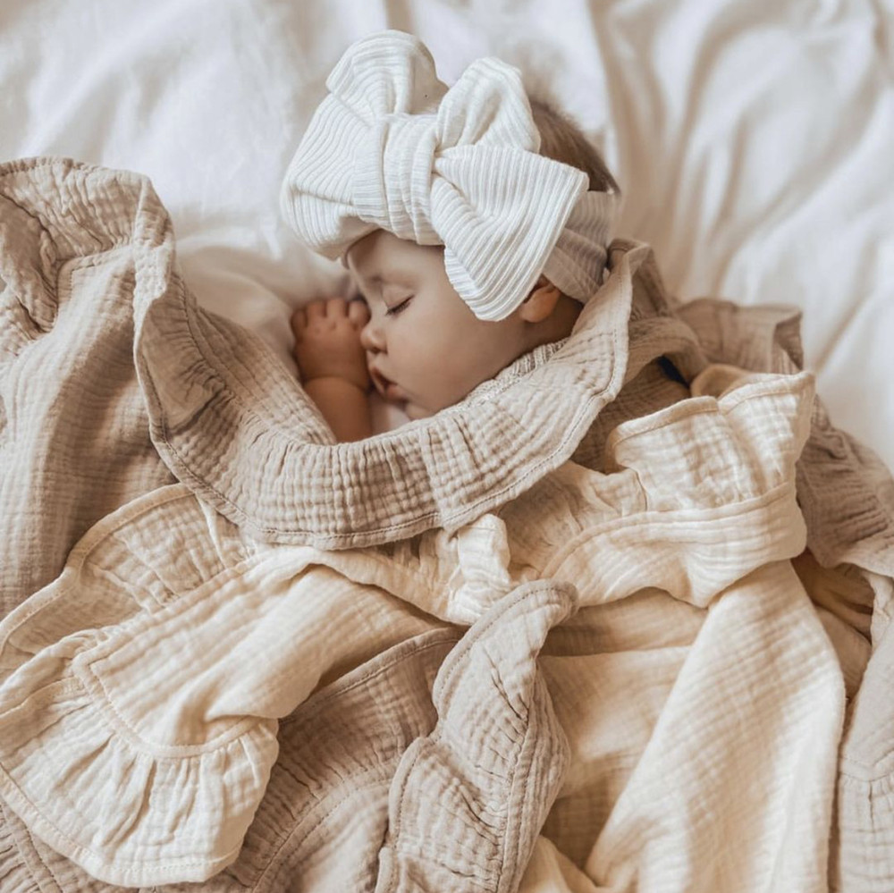 INS Ruffled Muslin Baby Swaddl - Baby Products Organic 评论和价格