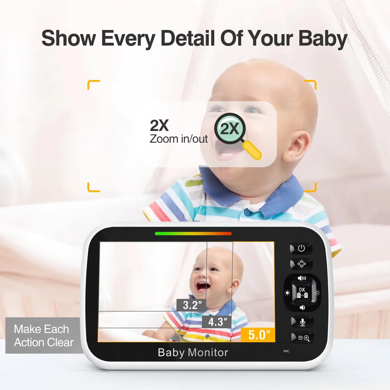5.0 Inch Baby Monitor LCD Scre - Baby Monitor Sensor 评论和价格